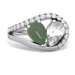 Jade Nestled Heart Keepsake 14K White Gold ring R5650