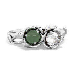 Jade Rose Garden 14K White Gold ring R5510