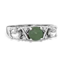 Jade Hugs And Kisses 14K White Gold ring R5016