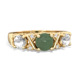 Jade Hugs And Kisses 14K Yellow Gold ring R5016