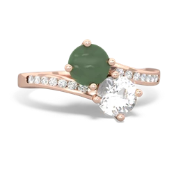 Jade Channel Set Two Stone 14K Rose Gold ring R5303