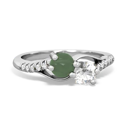 Jade Infinity Pave Two Stone 14K White Gold ring R5285