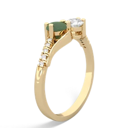 Jade Infinity Pave Two Stone 14K Yellow Gold ring R5285