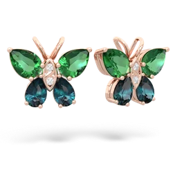 Lab Emerald Butterfly 14K Rose Gold earrings E2215