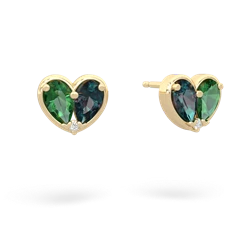 Lab Emerald 'Our Heart' 14K Yellow Gold earrings E5072