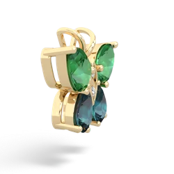 Lab Emerald Butterfly 14K Yellow Gold pendant P2215