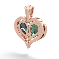 Lab Emerald Two Become One 14K Rose Gold pendant P5330