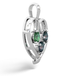 Lab Emerald Glowing Heart 14K White Gold pendant P2233