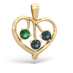 Lab Emerald Glowing Heart 14K Yellow Gold pendant P2233