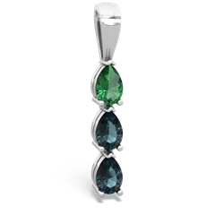 Lab Emerald Dew Drops 14K White Gold pendant P2251