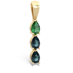 Lab Emerald Dew Drops 14K Yellow Gold pendant P2251