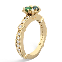 Lab Emerald Sparkling Tiara Cluster 14K Yellow Gold ring R26293RD