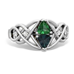 Lab Emerald Keepsake Celtic Knot 14K White Gold ring R5300