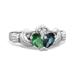 Lab Emerald 'Our Heart' Claddagh 14K White Gold ring R2388