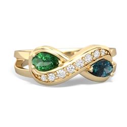 Lab Emerald Diamond Infinity 14K Yellow Gold ring R5390