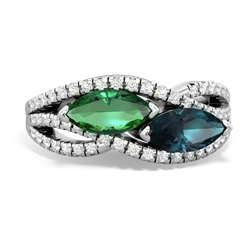 Lab Emerald Diamond Rivers 14K White Gold ring R3070