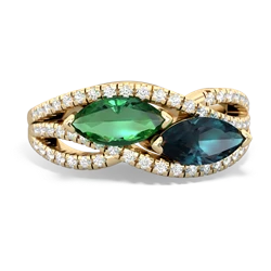 Lab Emerald Diamond Rivers 14K Yellow Gold ring R3070