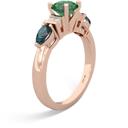 Lab Emerald 6Mm Round Eternal Embrace Engagement 14K Rose Gold ring R2005