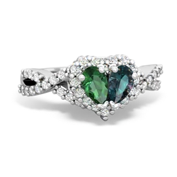 Lab Emerald Diamond Twist 'One Heart' 14K White Gold ring R2640HRT