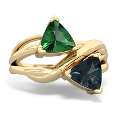 Lab Emerald Split Band Swirl 14K Yellow Gold ring R2341