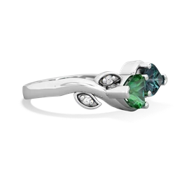 Lab Emerald Floral Elegance 14K White Gold ring R5790