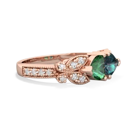 Lab Emerald Diamond Butterflies 14K Rose Gold ring R5601