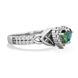 Lab Emerald Celtic Knot Two Hearts As One 14K White Gold ring R2644HRT