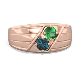 Lab Emerald Men's Streamline 14K Rose Gold ring R0460