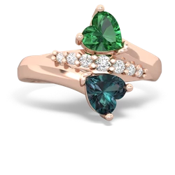 Lab Emerald Heart To Heart 14K Rose Gold ring R2064