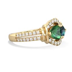 Lab Emerald Art-Deco Keepsake 14K Yellow Gold ring R5630