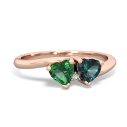 Lab Emerald Sweethearts 14K Rose Gold ring R5260