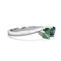 Lab Emerald Sweethearts 14K White Gold ring R5260