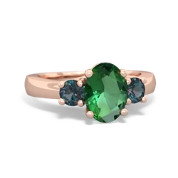 Lab Emerald Three Stone Oval Trellis 14K Rose Gold ring R4024