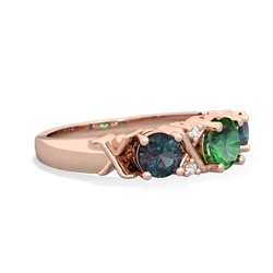 Lab Emerald Hugs And Kisses 14K Rose Gold ring R5016