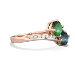 Lab Emerald Channel Set Two Stone 14K Rose Gold ring R5303