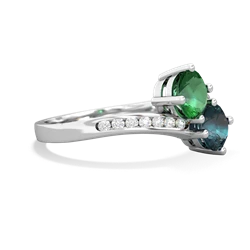 Lab Emerald Channel Set Two Stone 14K White Gold ring R5303