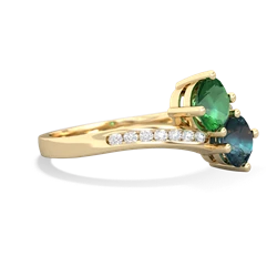 Lab Emerald Channel Set Two Stone 14K Yellow Gold ring R5303