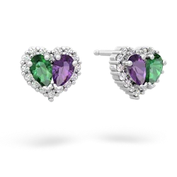 Lab Emerald Halo 14K White Gold earrings E7008