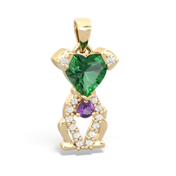 Lab Emerald Puppy Love 14K Yellow Gold pendant P5800