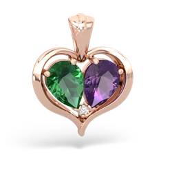 Lab Emerald Two Become One 14K Rose Gold pendant P5330