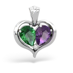 Lab Emerald Two Become One 14K White Gold pendant P5330