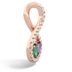 Lab Emerald Pave Twist 'One Heart' 14K Rose Gold pendant P5360