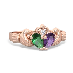 Lab Emerald 'Our Heart' Claddagh 14K Rose Gold ring R2388