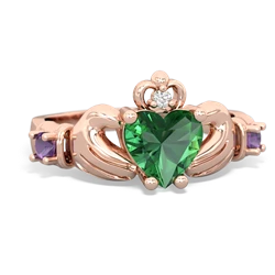 Lab Emerald Claddagh Keepsake 14K Rose Gold ring R5245