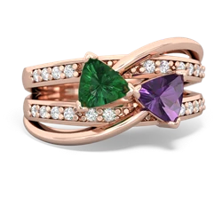 Lab Emerald Bowtie 14K Rose Gold ring R2360