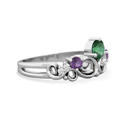 Lab Emerald Crown Keepsake 14K White Gold ring R5740