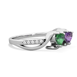 Lab Emerald Side By Side 14K White Gold ring R3090