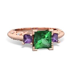 Lab Emerald Eternal Embrace Engagement 14K Rose Gold ring C2001