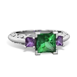 Lab Emerald Eternal Embrace Engagement 14K White Gold ring C2001