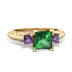 Lab Emerald Eternal Embrace Engagement 14K Yellow Gold ring C2001